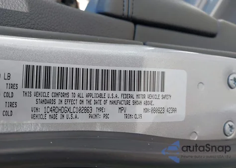 2020 Dodge Durango Gt Rwd из США, поврежденный, VIN 1C4RDHDGXLC102863